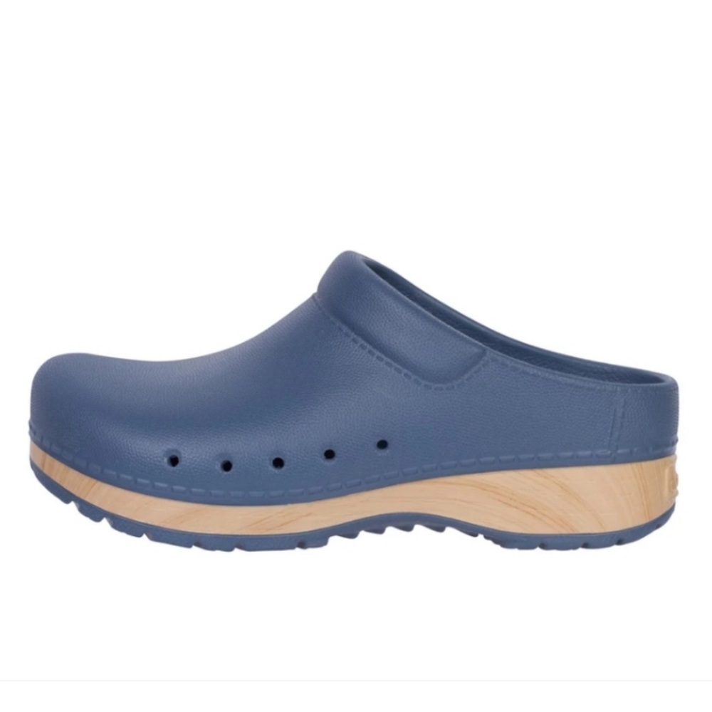 Dansko Blue Mules with Tan Sole